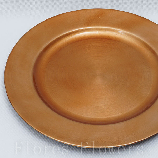 Okrúhly tanier, plast, 28x28x2 cm, bronz