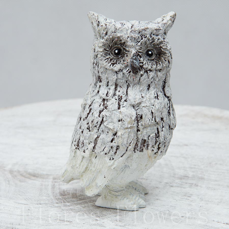 Sova 7x5x4 cm, BIELA, polyresin