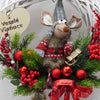 Vianočný venček s myškou, červený, 30cm