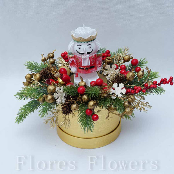 Dekorácia vianočná, červeno-zlatá, 23x26cm