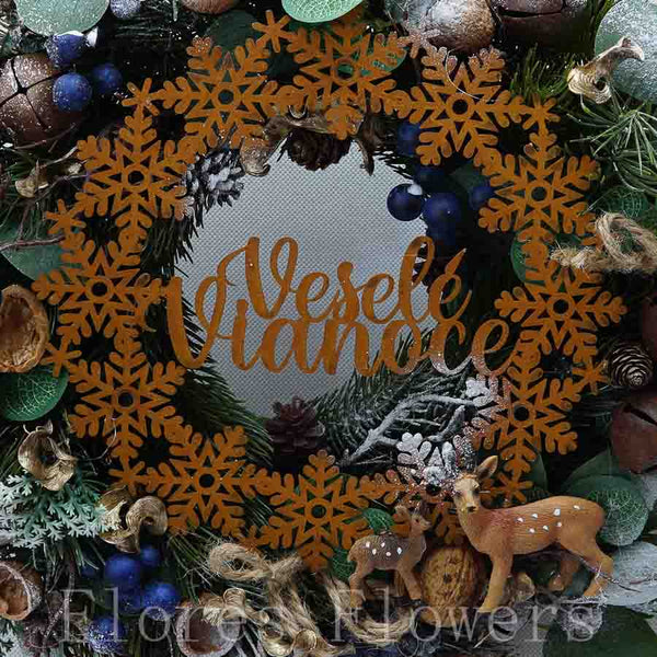 Venček vianočný, zeleno-hnedý, 40cm