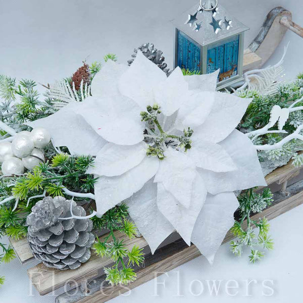 Vianočná dekorácia na sánkach, biela, 50x24cm