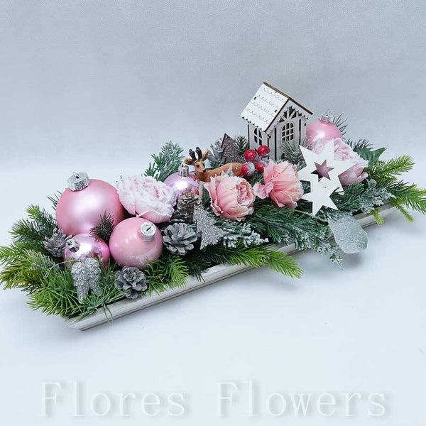 Vianočná dekorácia  ružová, 45x19cm