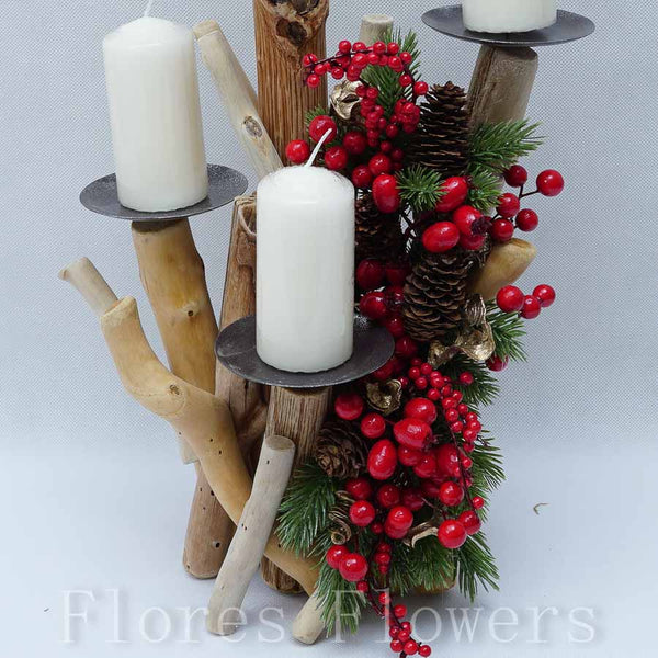 Veniec adventný, drevený, 42x25cm