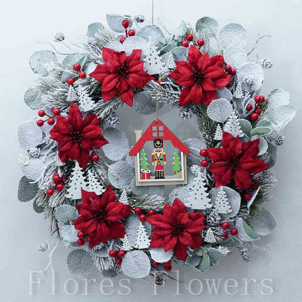 Venček vianočný, červeno-biely, 50cm