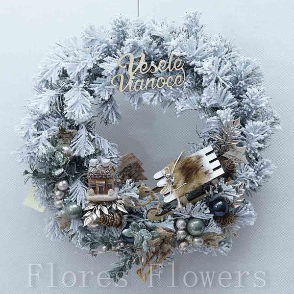 Venček vianočný, prírodný, 35cm