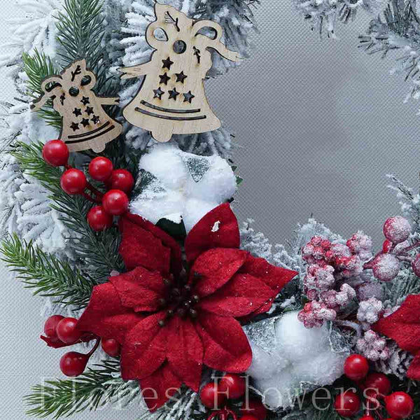 Venček vianočný, bielo-červený, 35cm