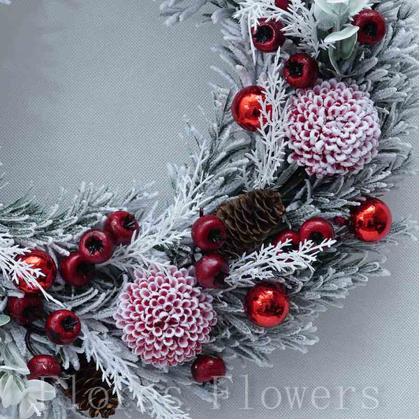 Venček vianočný, bielo-červený, 45cm