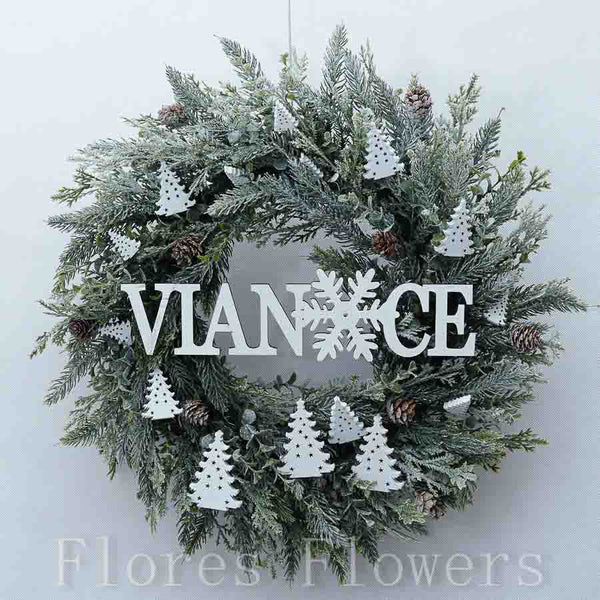 Venček vianočný, biely, 42cm