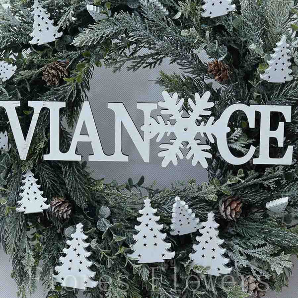 Venček vianočný, biely, 42cm