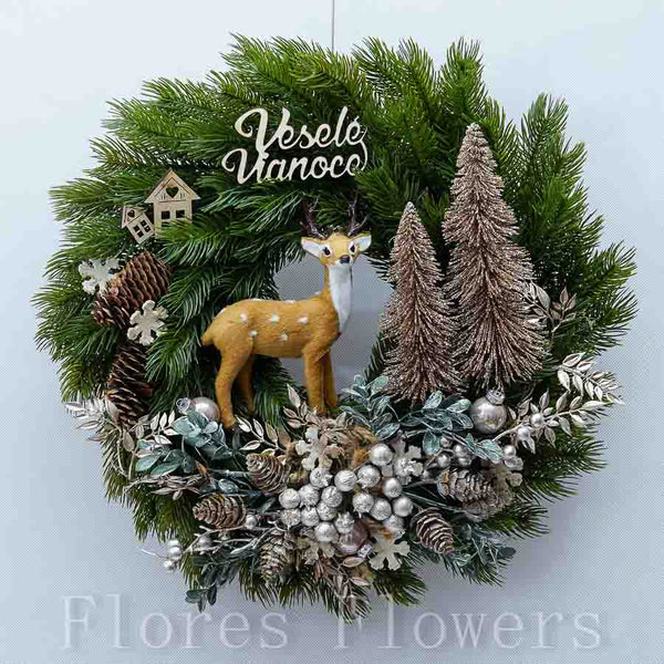 Venček vianočný, so srnkou, 35cm
