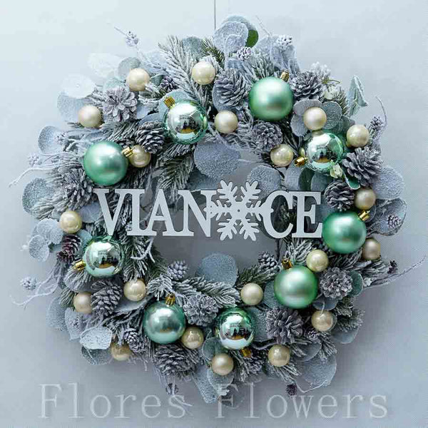 Vianočný venček bielo-zelený, 50cm
