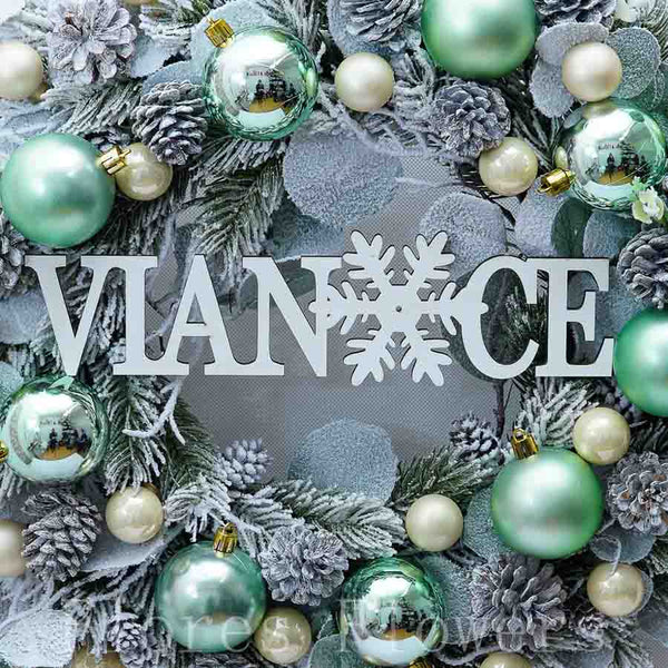 Vianočný venček bielo-zelený, 50cm