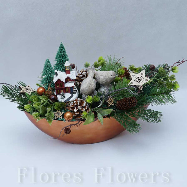 Dekorácia vianočná, s vtáčikmi, 48x28x25cm