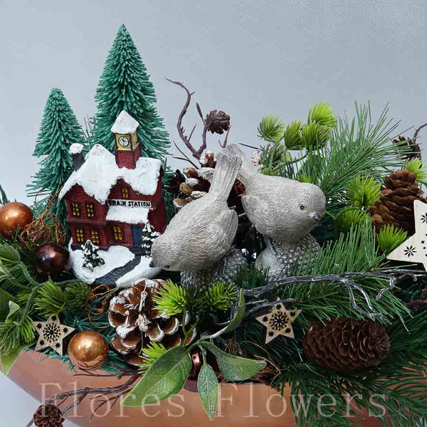 Dekorácia vianočná, s vtáčikmi, 48x28x25cm