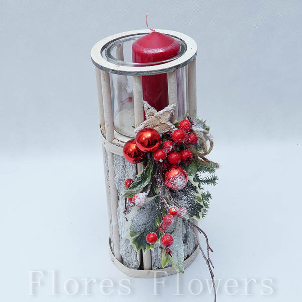 Dekorácia vianočná so sviečkou, 30cm