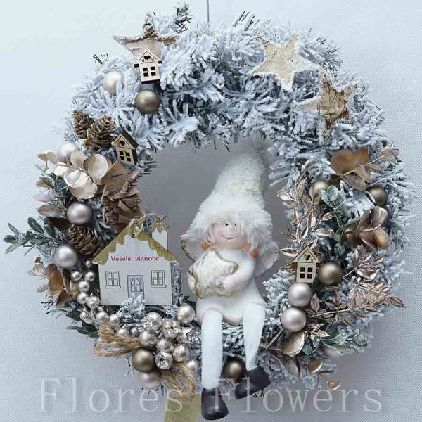 Vianočný venček s postavičkou, 30cm
