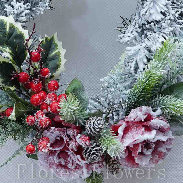 Vianočný venček, červeno-biely, 35cm