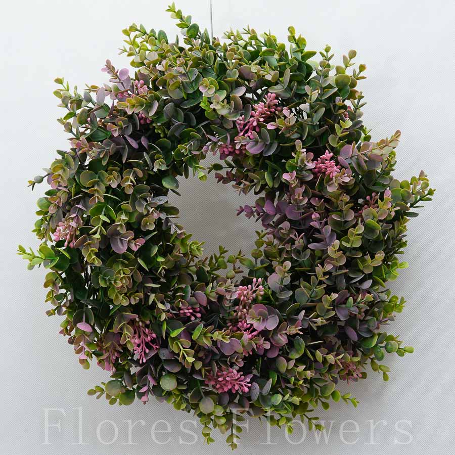 Veniec eukalyptus 40 cm, RUŽOVO ZELENÁ