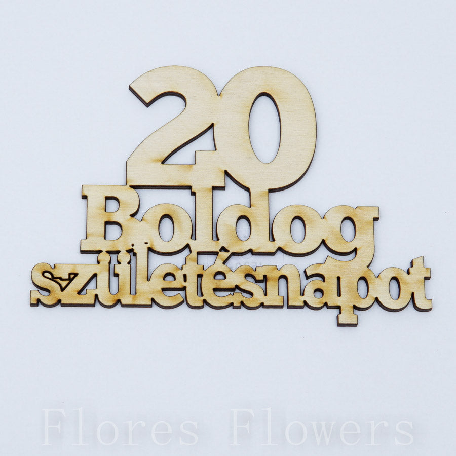 Výrez Boldog szuletésnapot s číslom 20, 12x9cm