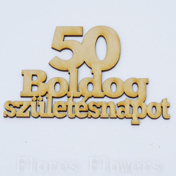Výrez Boldog szuletésnapot s číslom 50, 12x9cm