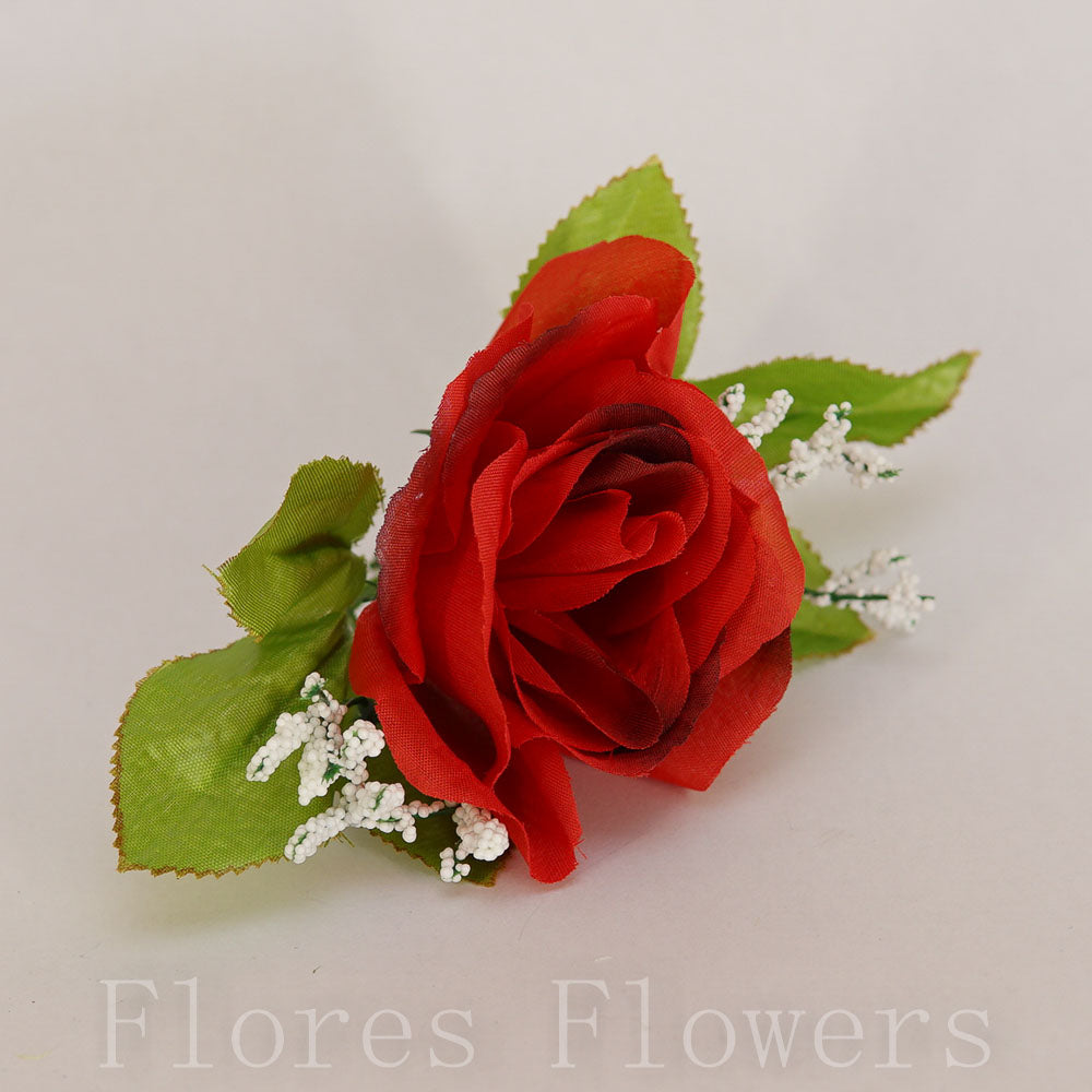 Ruža s lístkami, gypsofilou 14 cm, ČERVENÁ