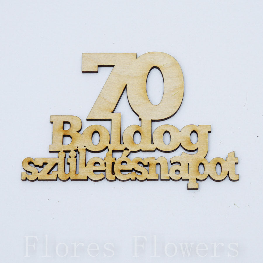 Výrez Boldog szuletésnapot s číslom 70, 12x9cm