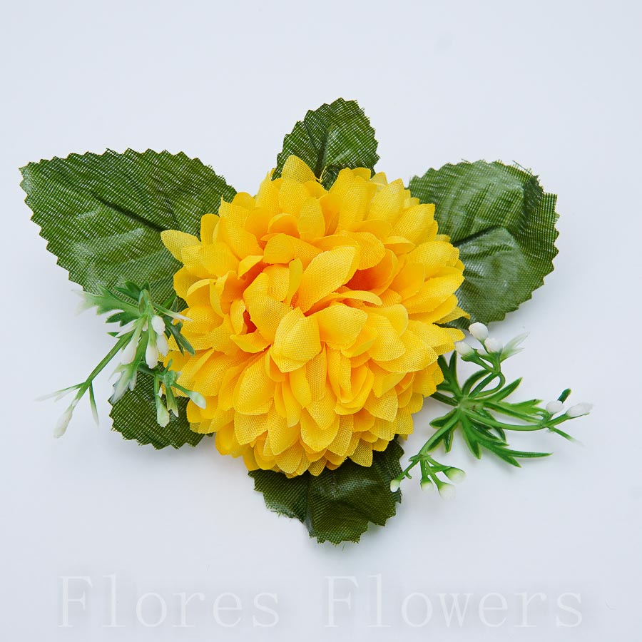 Chryzantéma s doplnkami 10 cm, ŽLTÁ, cena za 12ks