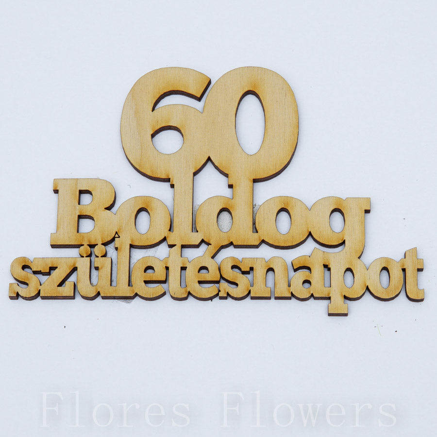 Výrez Boldog szuletésnapot s číslom 60, 12x9cm