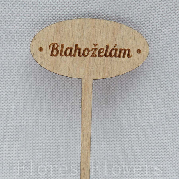 Výrez na paličke Blahoželám 7x27cm