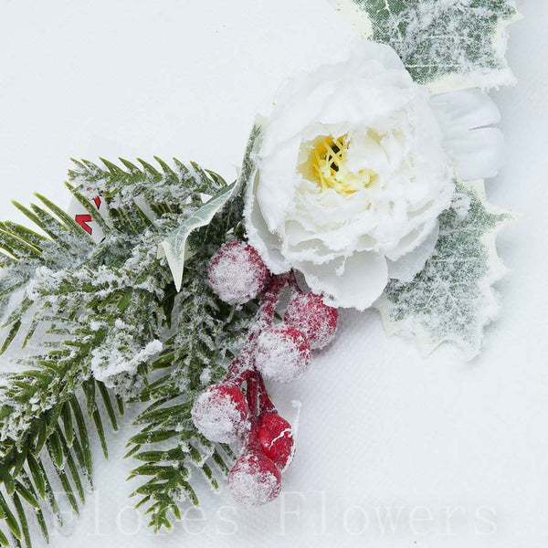Ruža s čečinou a bobuľkami 29 cm, BIELA