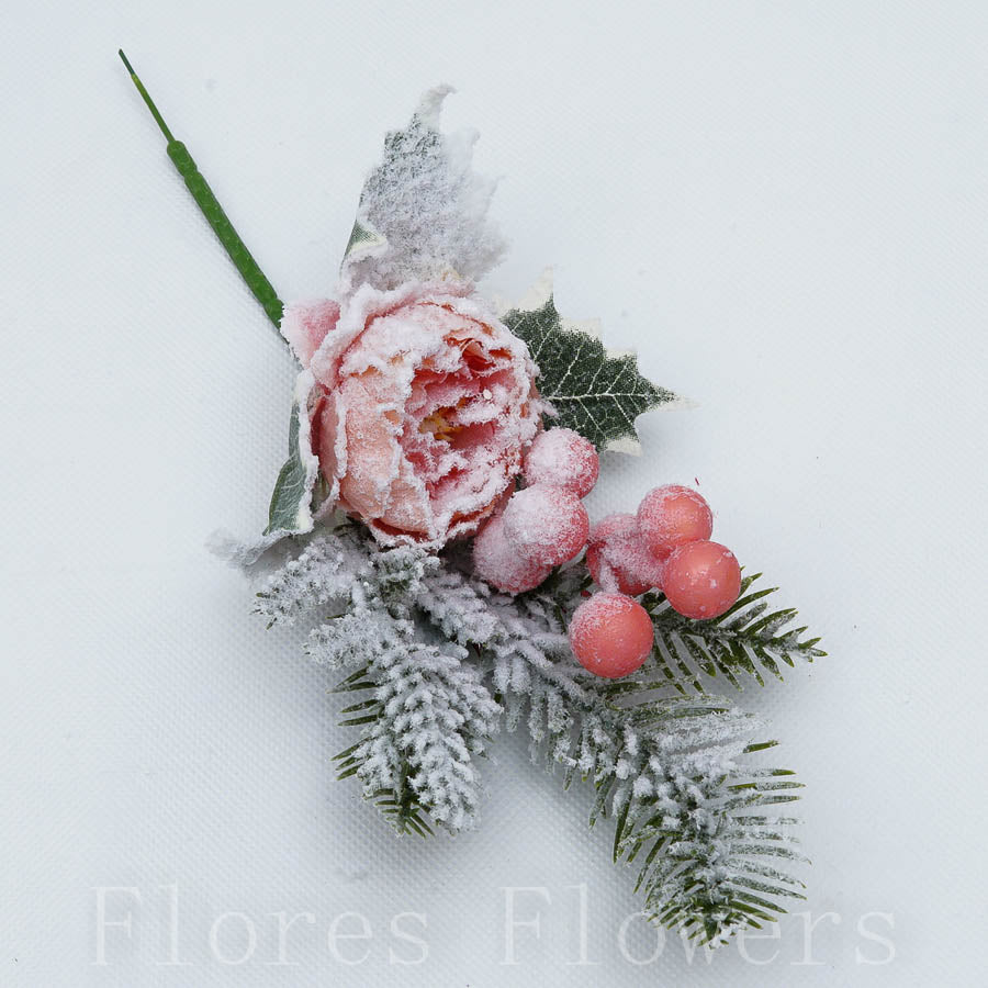 Ruža s čečinou a bobuľkami 29 cm, RUŽOVÁ