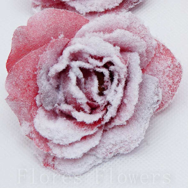 Ruža zasnežená 6 cm, ČERVENÁ, cena za 4ks