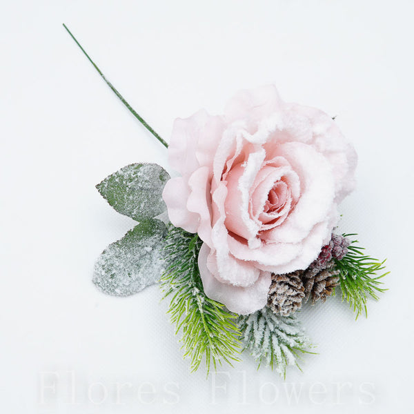 Ruža s čečinou, zasnežená 24 cm, RUŽOVÁ