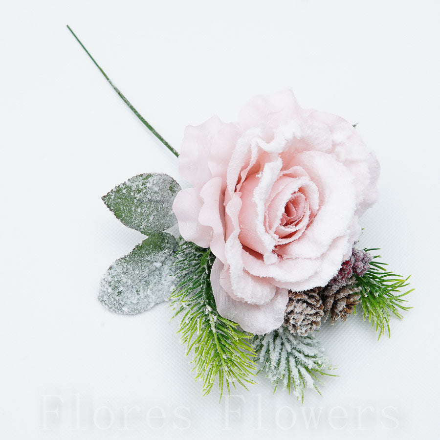 Ruža s čečinou, zasnežená 24 cm, RUŽOVÁ