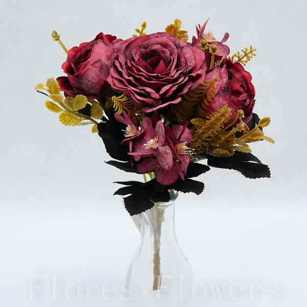 Kytica ruža s doplnkom 27 cm, MIX FARIEB