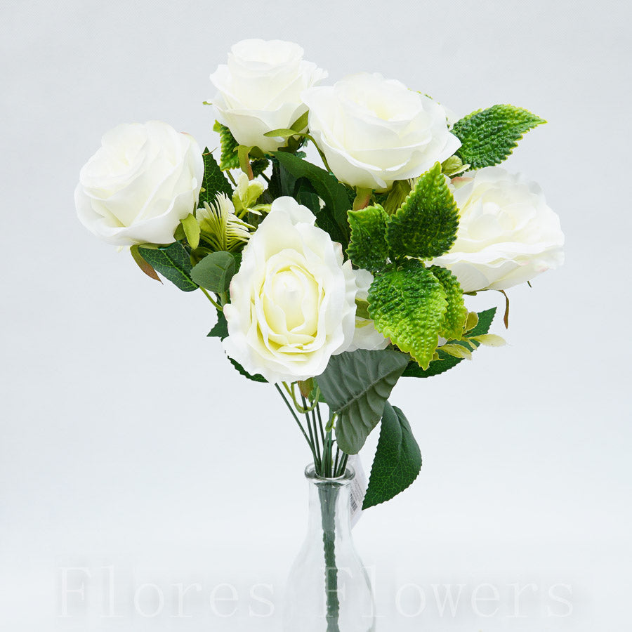 Kytica ruža,9 stopiek, 40 cm, KRÉMOVÁ