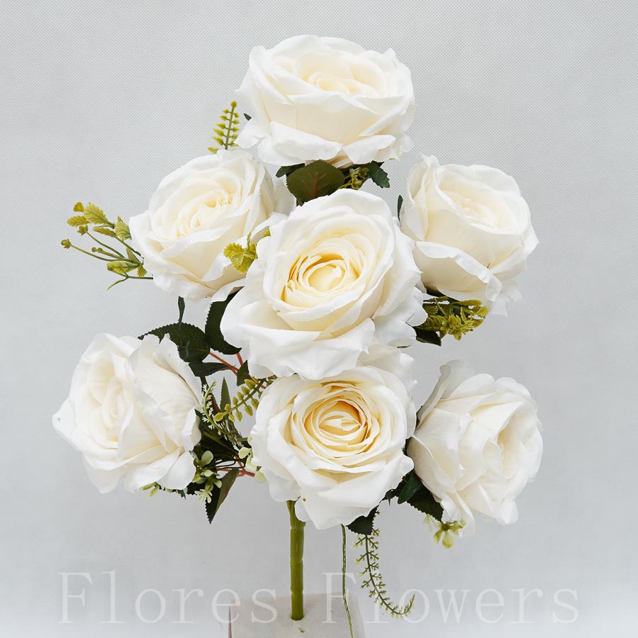 Kytica ruža s doplnkom 45 cm, KRÉMOVÁ